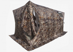 Палатка зимняя КУБ 3 Дубль (трехслойная, дышащая, камыш, москитная сетка)